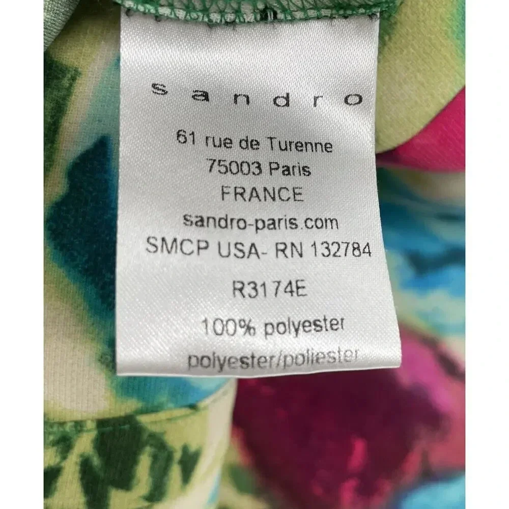 Sandro Floral Abstract Mini Shift Dress Size EU 2 US 4-6 Cut out Back zip - Picture 13 of 16